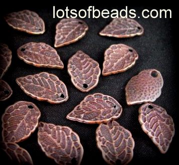 Copper sptamped leaf charm